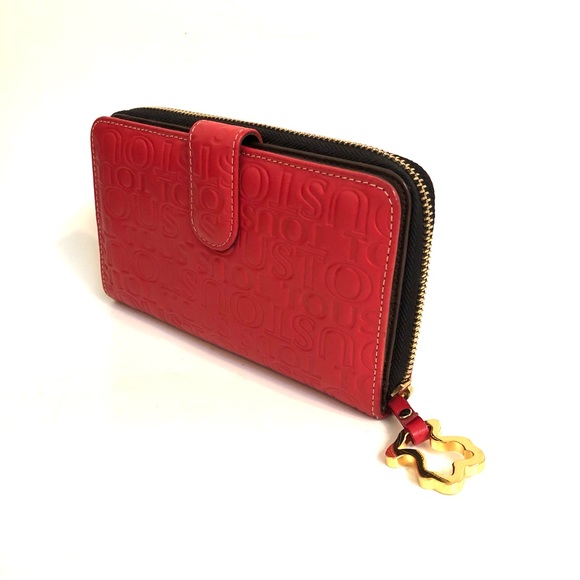 Tous Handbags - TOUS Urban Logo Red Embossed Calfskin Leather Wallet